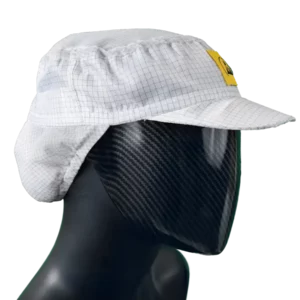 ESD Cap with net, with bun holder KK01 fabric - Light Pink - 74% Poly., 24% Cotton, 2% Carbon-Unisex